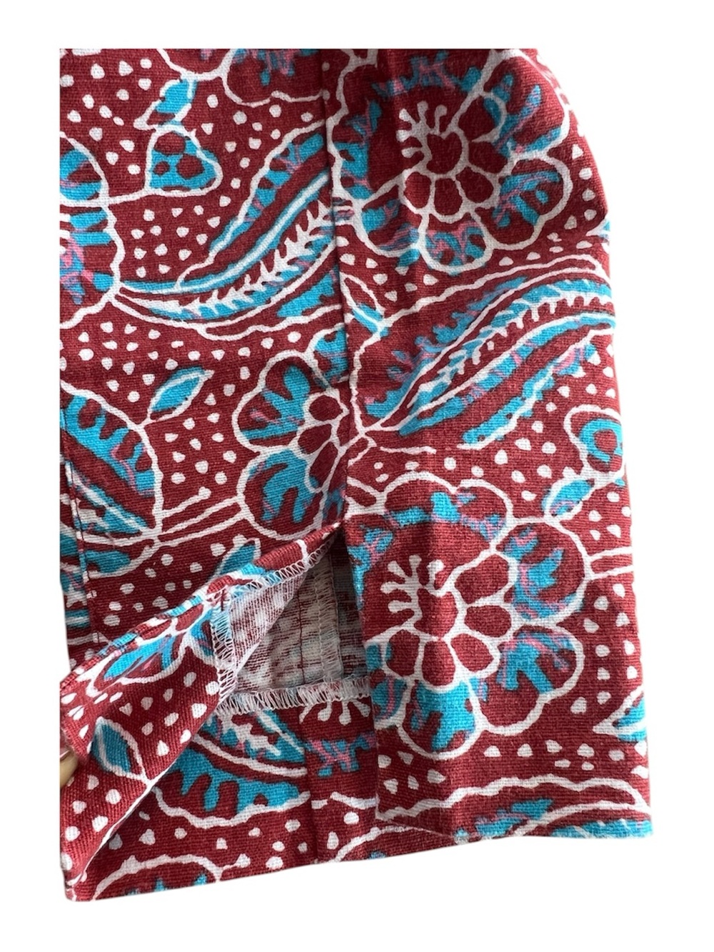 Veronica Beard Womens Cropped Linen Blend Pants Paisley Floral Red & blue - Picture 6 of 6